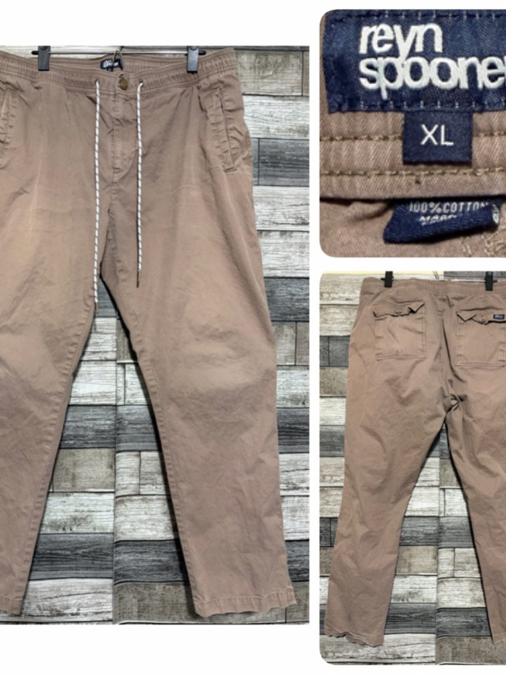 Reyn Spooner Beach Twill Chino Drawstring Pants Men’s XL Brown (Inseam 29) READ